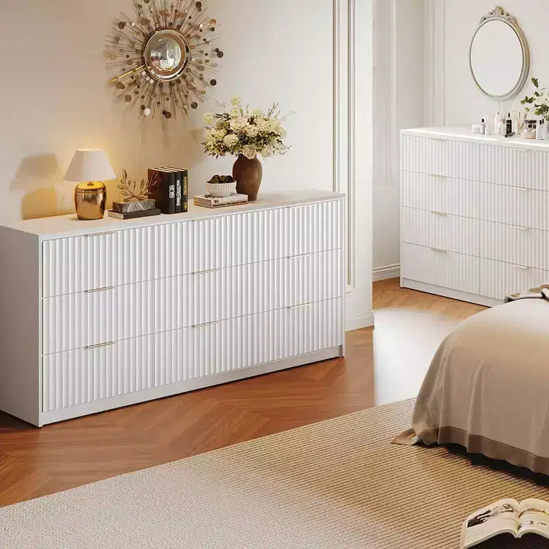 Cassettiera scanalata per camera da letto, cassettiera a 9 cassetti, comò moderno, organizer per armadio in legno per soggiorno ingresso