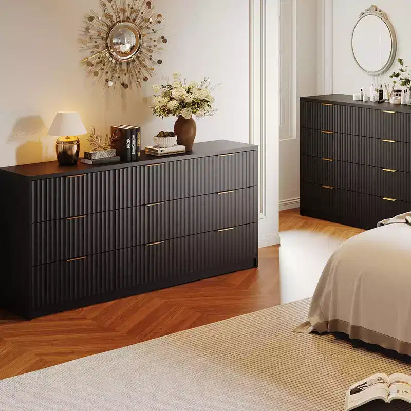 Cassettiera scanalata per camera da letto, cassettiera a 9 cassetti, comò moderno, organizer per armadio in legno per soggiorno ingresso