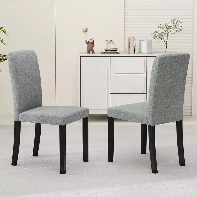 Sedia da pranzo imbottita grigio/nera Mid-Century, schienale alto, set da 2