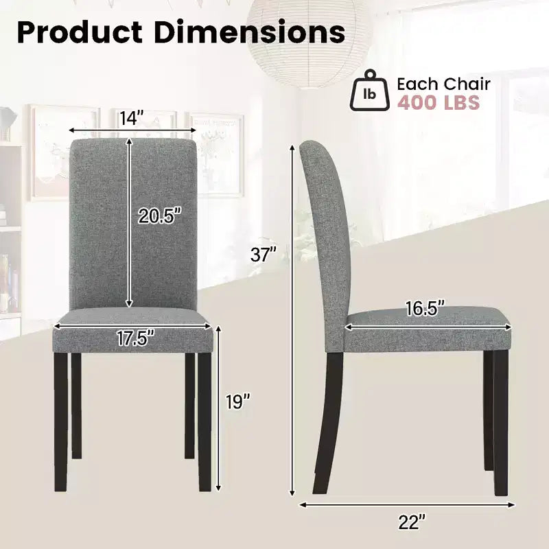 Sedia da pranzo imbottita grigio/nera Mid-Century, schienale alto, set da 2