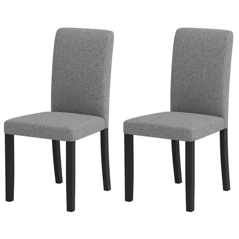 Sedia da pranzo imbottita grigio/nera Mid-Century, schienale alto, set da 2