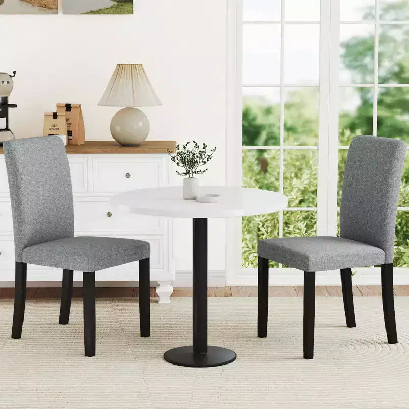Sedia da pranzo imbottita grigio/nera Mid-Century, schienale alto, set da 2
