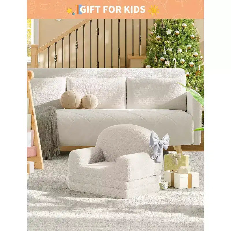 Rosa / Bianco, Divano Convertibile 2 in 1 in Pile per Bambini, 1 Posto