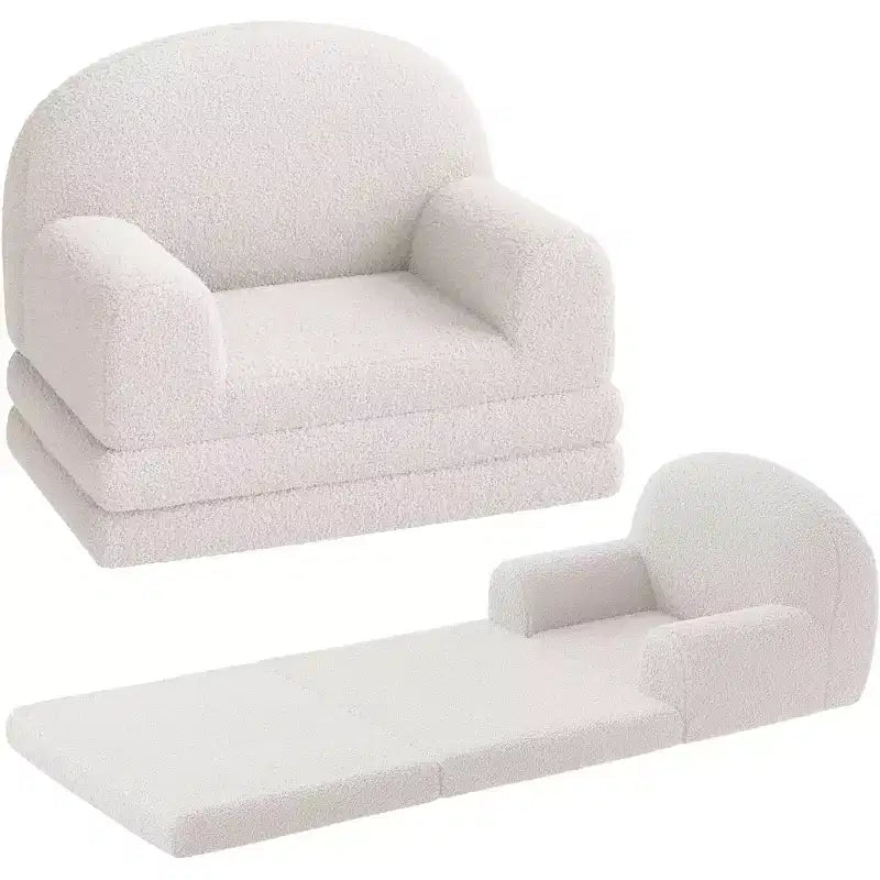 Rosa / Bianco, Divano Convertibile 2 in 1 in Pile per Bambini, 1 Posto