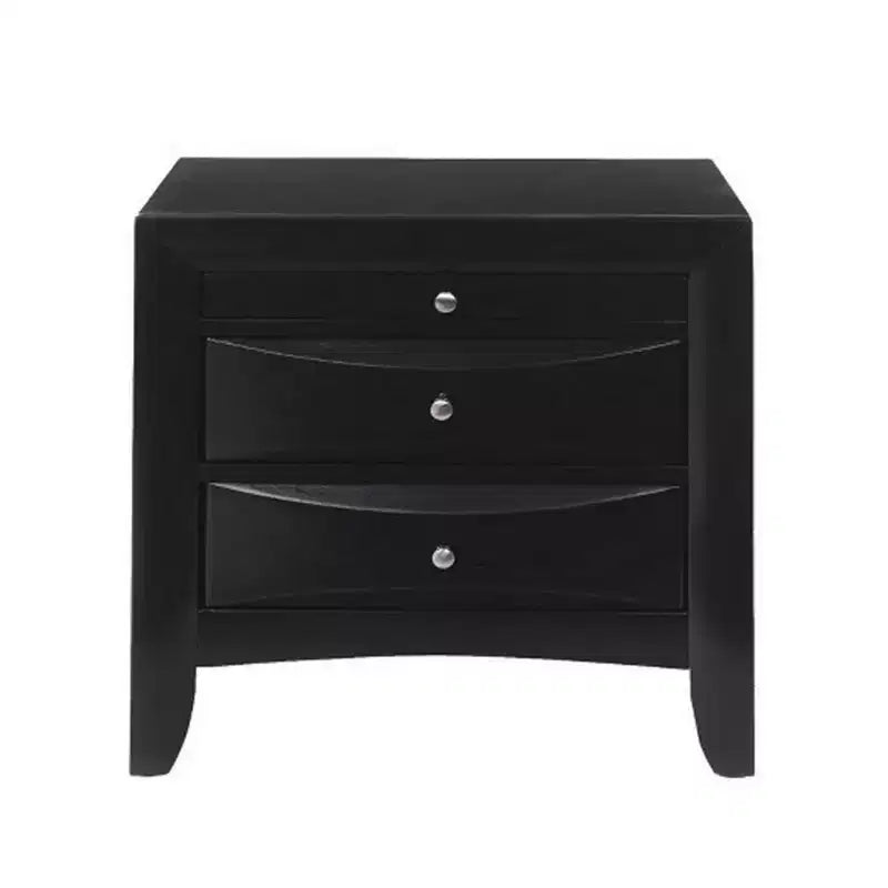 Comodino contemporaneo a 2 cassetti, in legno grigio e nero, per 1