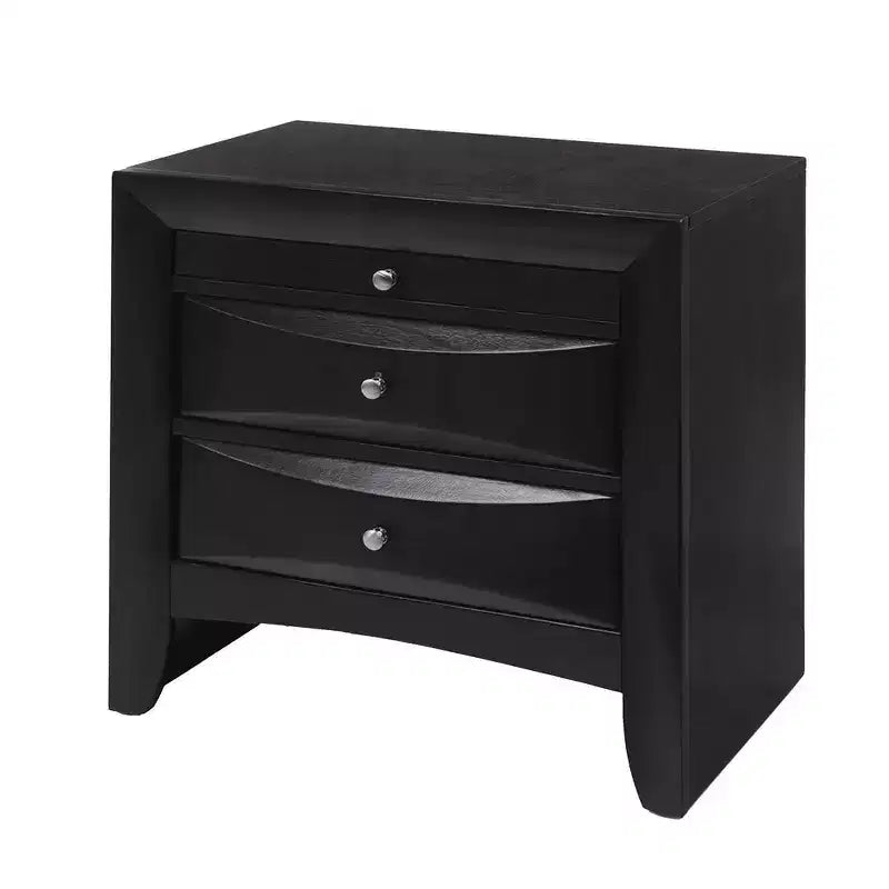 Comodino contemporaneo a 2 cassetti, in legno grigio e nero, per 1