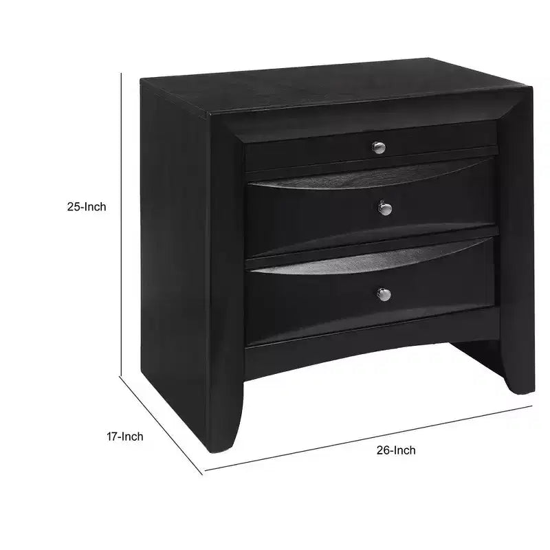 Comodino contemporaneo a 2 cassetti, in legno grigio e nero, per 1