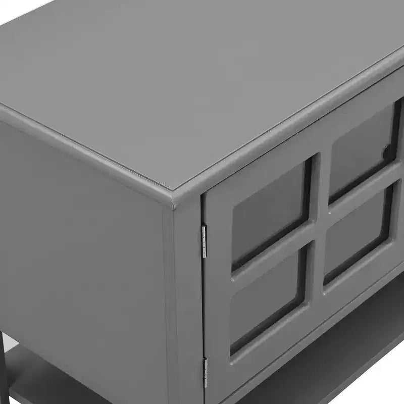 Mobile TV blu/grigio con ante e cassetti, adatto per TV fino a 60", per 1-2 persone