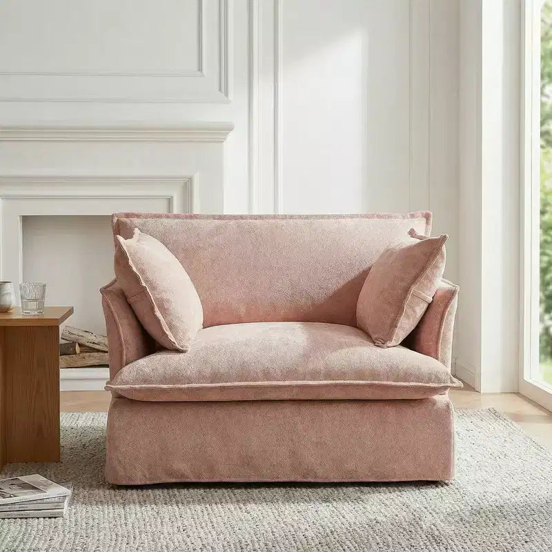 Poltrona d'accento in ciniglia, monoposto, oversize, verde / rosa / bianca
