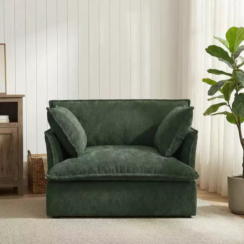 Poltrona d'accento in ciniglia, monoposto, oversize, verde / rosa / bianca