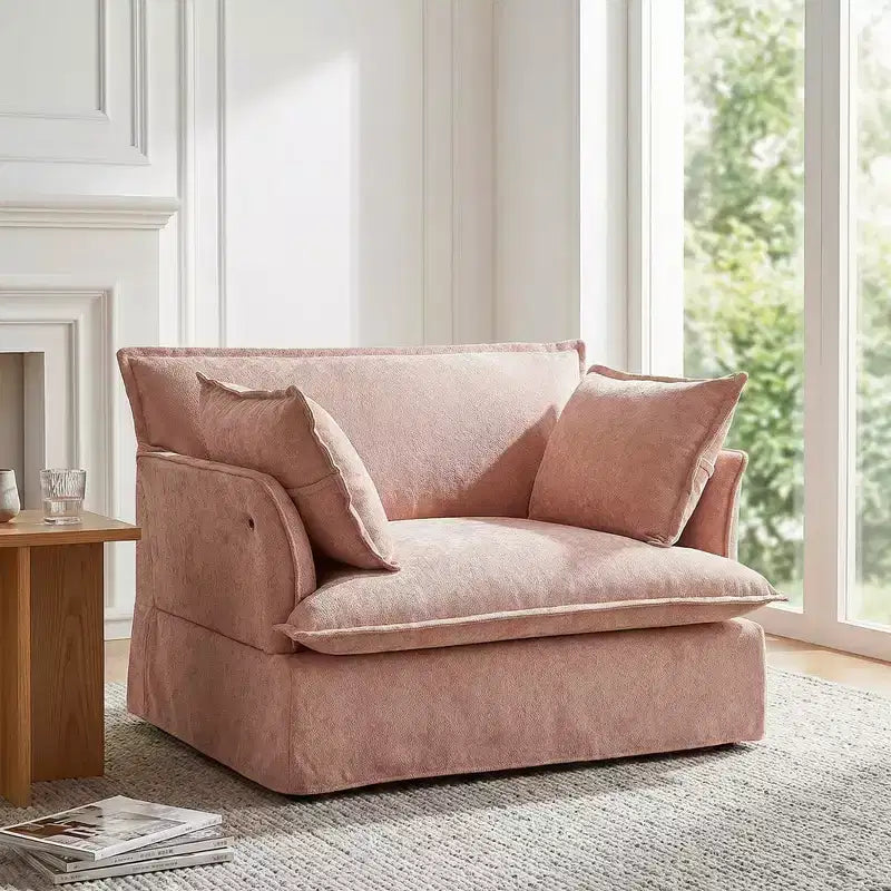 Poltrona d'accento in ciniglia, monoposto, oversize, verde / rosa / bianca