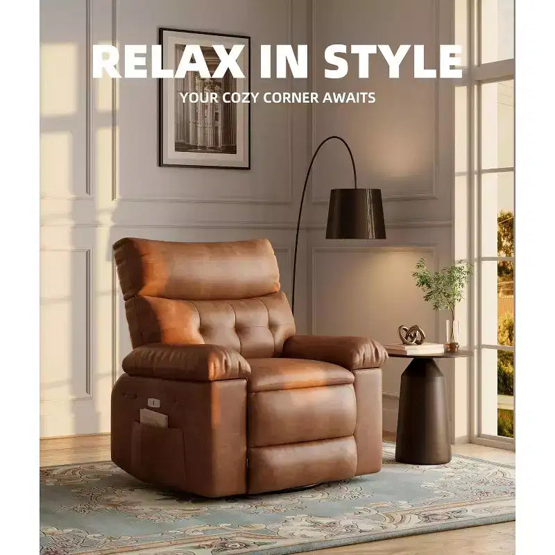 Poltrona reclinabile elettrica beige/marrone/caffè/grigia con funzione di sollevamento, calore e massaggio, girevole a 360° e dondolo, posto singolo