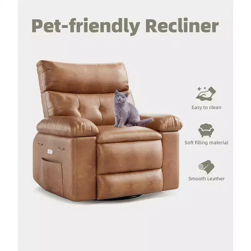 Poltrona reclinabile elettrica beige/marrone/caffè/grigia con funzione di sollevamento, calore e massaggio, girevole a 360° e dondolo, posto singolo