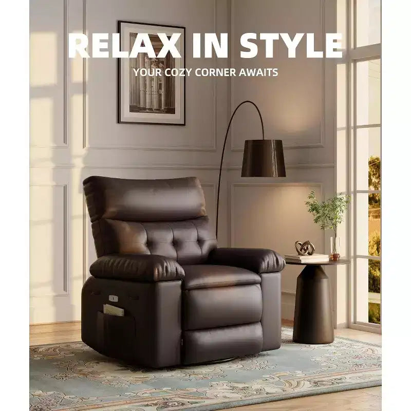 Poltrona reclinabile elettrica beige/marrone/caffè/grigia con funzione di sollevamento, calore e massaggio, girevole a 360° e dondolo, posto singolo