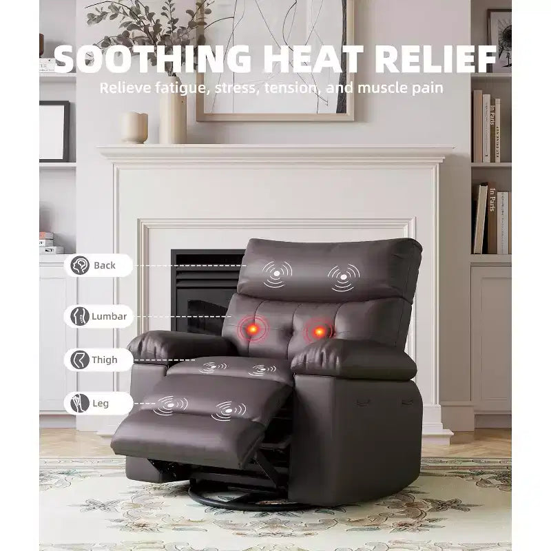 Poltrona reclinabile elettrica beige/marrone/caffè/grigia con funzione di sollevamento, calore e massaggio, girevole a 360° e dondolo, posto singolo