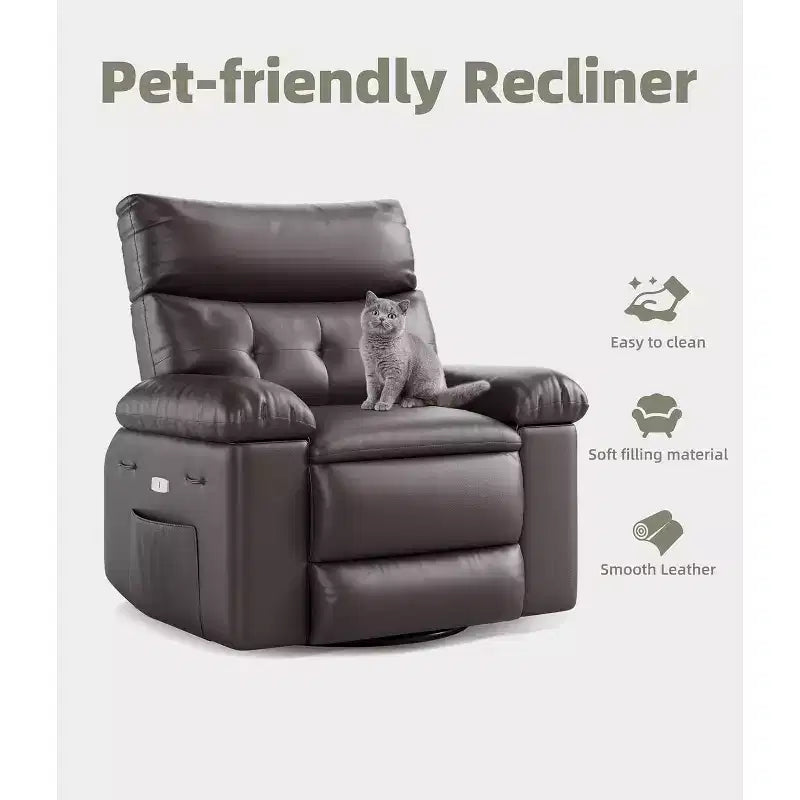 Poltrona reclinabile elettrica beige/marrone/caffè/grigia con funzione di sollevamento, calore e massaggio, girevole a 360° e dondolo, posto singolo