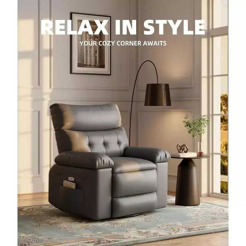 Poltrona reclinabile elettrica beige/marrone/caffè/grigia con funzione di sollevamento, calore e massaggio, girevole a 360° e dondolo, posto singolo