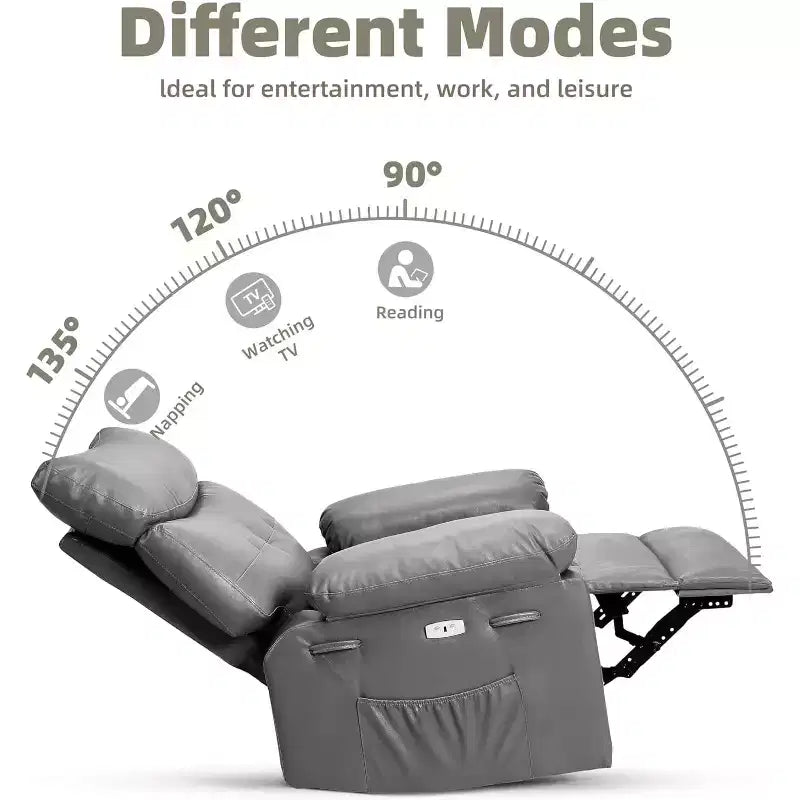 Poltrona reclinabile elettrica beige/marrone/caffè/grigia con funzione di sollevamento, calore e massaggio, girevole a 360° e dondolo, posto singolo