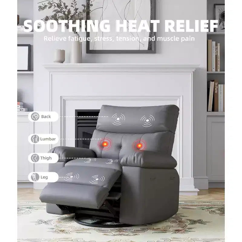 Poltrona reclinabile elettrica beige/marrone/caffè/grigia con funzione di sollevamento, calore e massaggio, girevole a 360° e dondolo, posto singolo