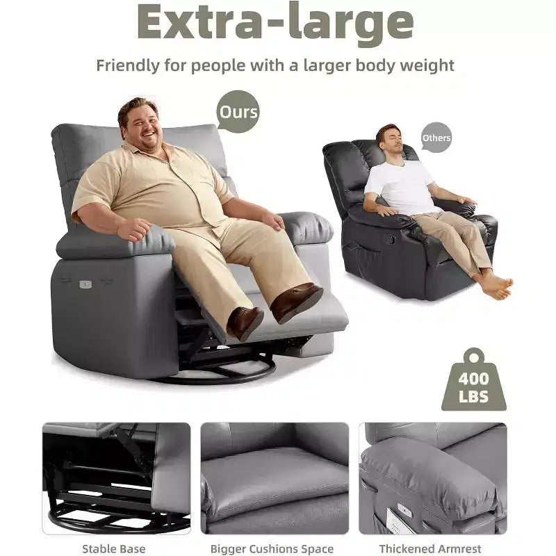 Poltrona reclinabile elettrica beige/marrone/caffè/grigia con funzione di sollevamento, calore e massaggio, girevole a 360° e dondolo, posto singolo