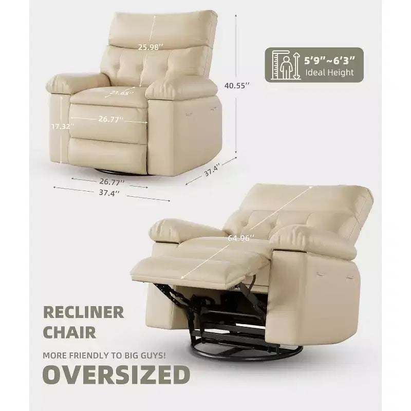 Poltrona reclinabile elettrica beige/marrone/caffè/grigia con funzione di sollevamento, calore e massaggio, girevole a 360° e dondolo, posto singolo