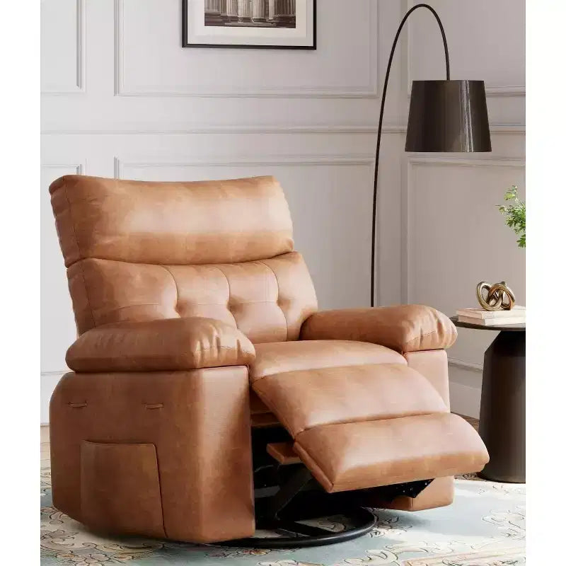 Poltrona reclinabile elettrica beige/marrone/caffè/grigia con funzione di sollevamento, calore e massaggio, girevole a 360° e dondolo, posto singolo