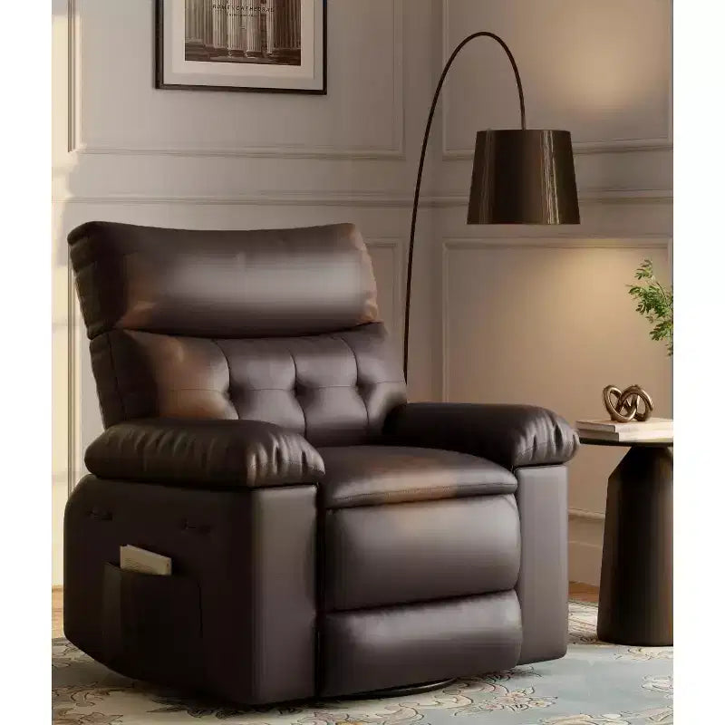 Poltrona reclinabile elettrica beige/marrone/caffè/grigia con funzione di sollevamento, calore e massaggio, girevole a 360° e dondolo, posto singolo