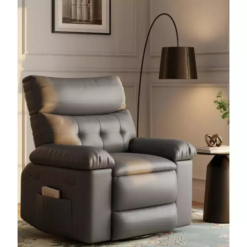 Poltrona reclinabile elettrica beige/marrone/caffè/grigia con funzione di sollevamento, calore e massaggio, girevole a 360° e dondolo, posto singolo