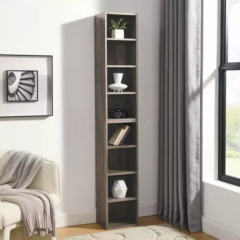 MAYEERTY 8-Tier Media Tower, CD DVD Storage Adjustable Shelves, Home Office, Multi-Use