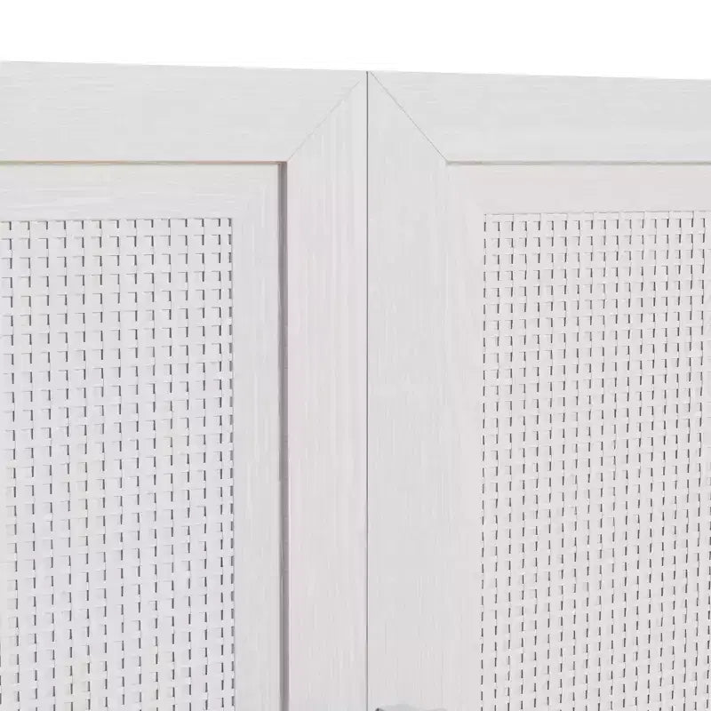 Mobile buffet/credenza a 3 ante in rattan marrone/bianco con ripiani regolabili