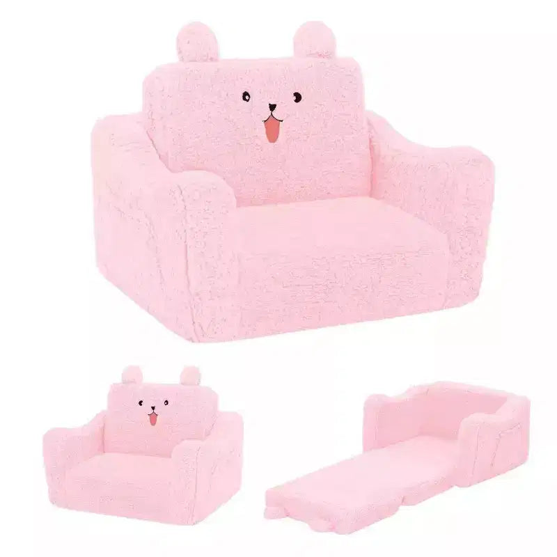 Grigio / Rosa, Poltrona per bambini 2 in 1 pieghevole, 1 posto