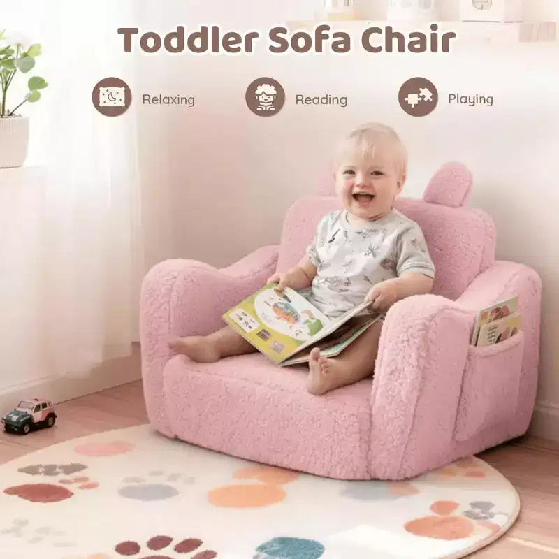 Grigio / Rosa, Poltrona per bambini 2 in 1 pieghevole, 1 posto