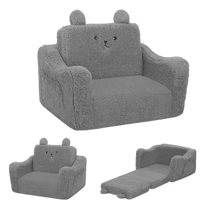 Grigio / Rosa, Poltrona per bambini 2 in 1 pieghevole, 1 posto
