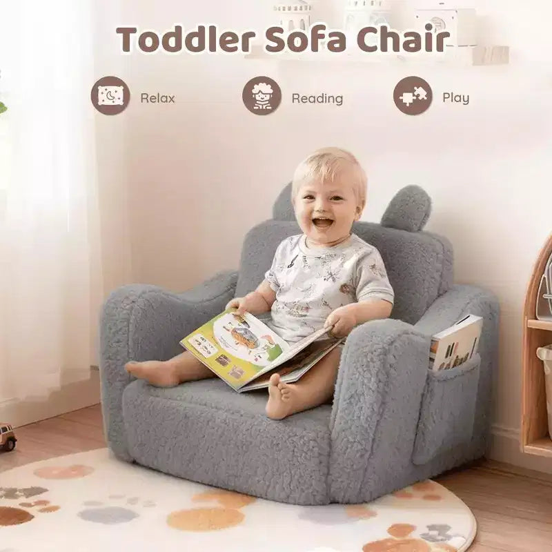 Grigio / Rosa, Poltrona per bambini 2 in 1 pieghevole, 1 posto