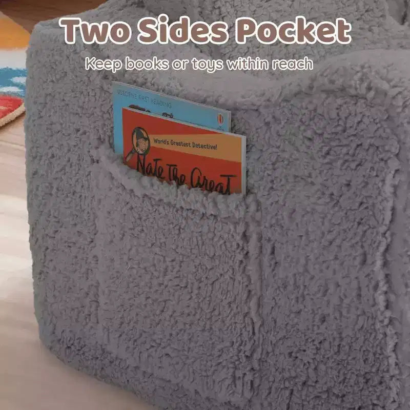Grigio / Rosa, Poltrona per bambini 2 in 1 pieghevole, 1 posto
