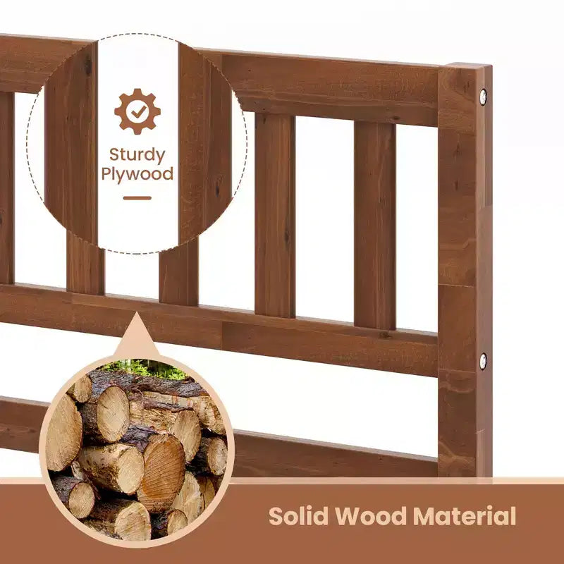 Letto a piattaforma in legno di noce con testiera – Singolo/Matrimoniale/Queen, 1 persona