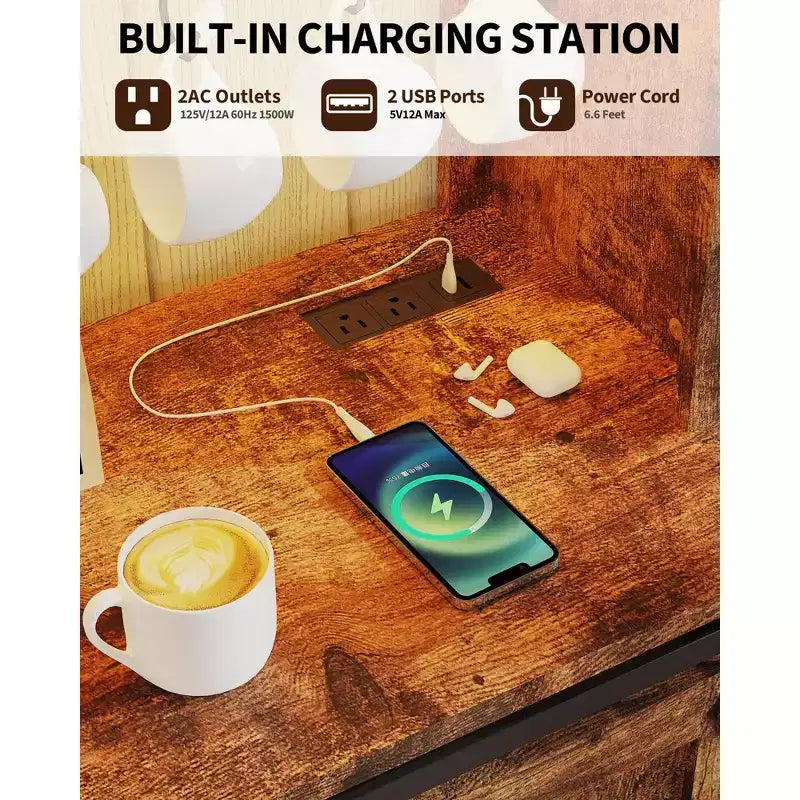 Mobile Bar per Caffè da Fattoria Nero/Marrone/Bianco con Ante Scorrevoli e Portabottiglie