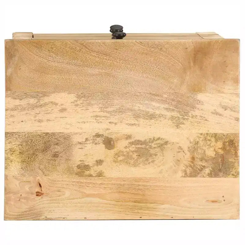 Comodino a 3 cassetti in legno massello di mango beige, 1 persona