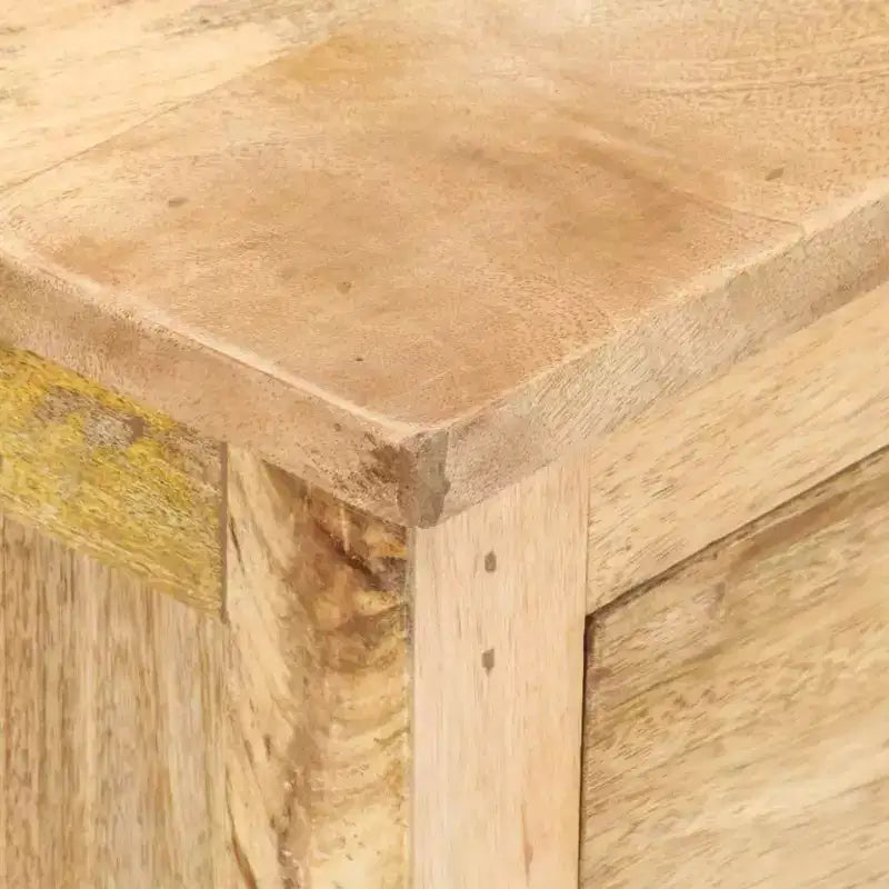 Comodino a 3 cassetti in legno massello di mango beige, 1 persona