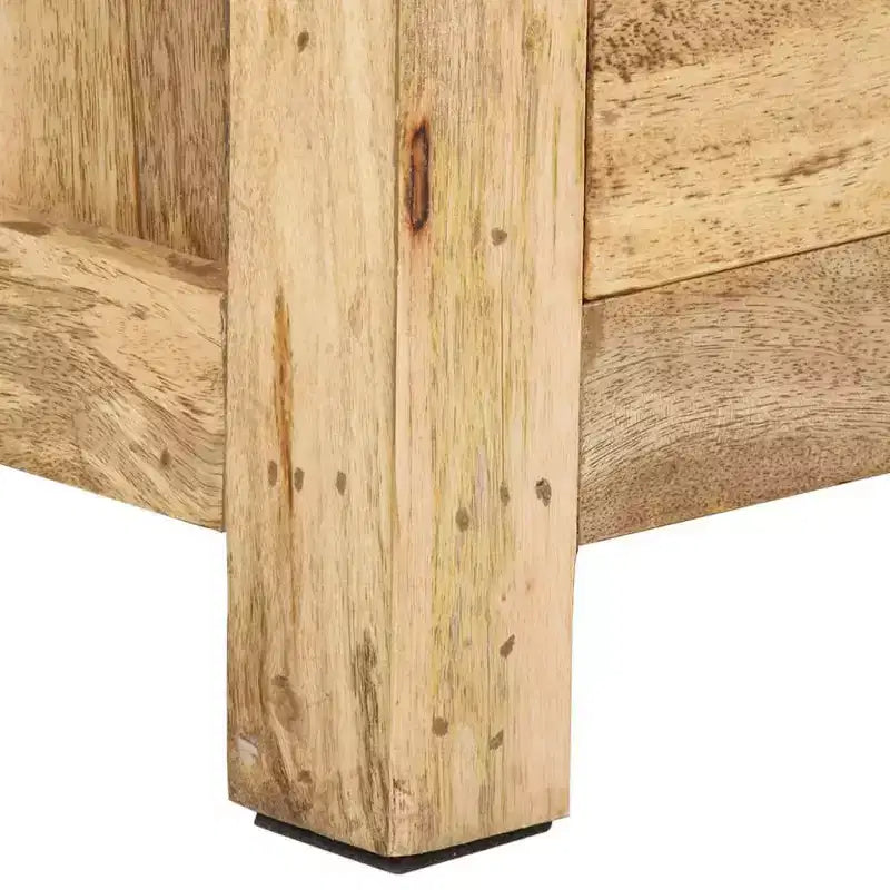 Comodino a 3 cassetti in legno massello di mango beige, 1 persona
