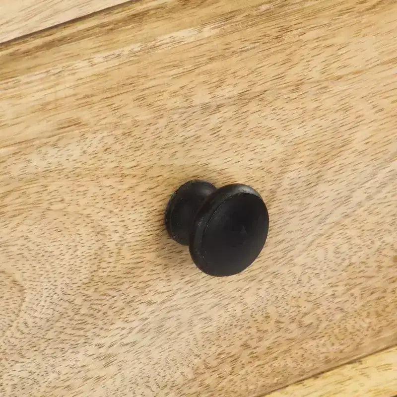 Comodino a 3 cassetti in legno massello di mango beige, 1 persona