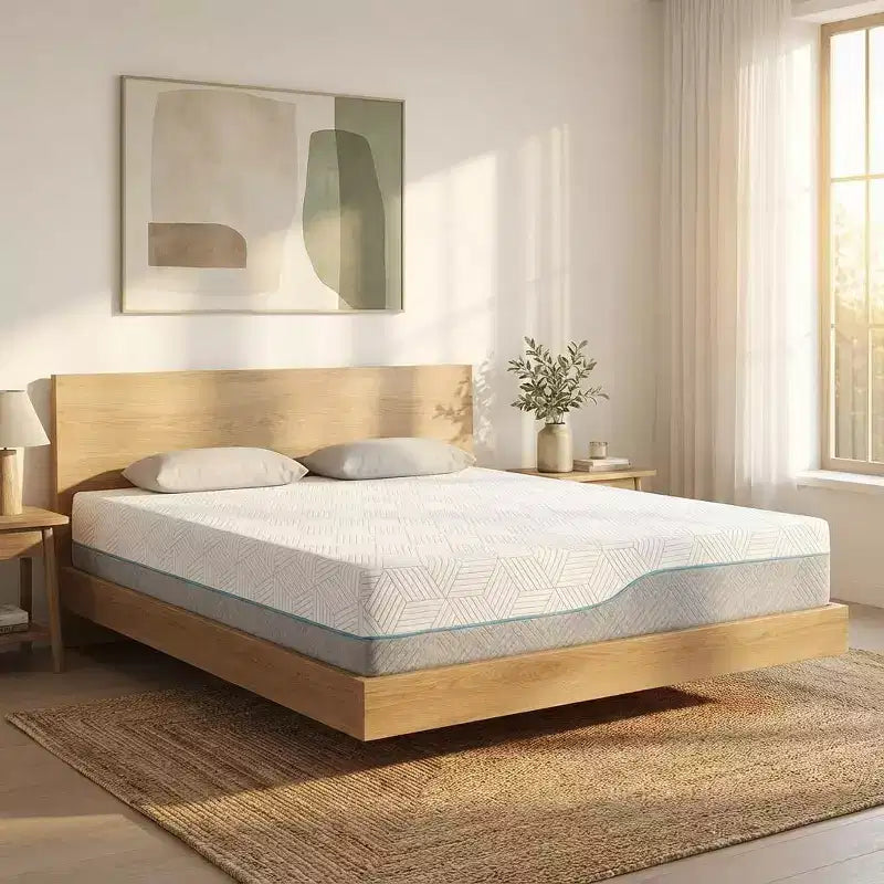Dyonery Cooling Memory Foam Mattress, Dual-Sided Firmness with Ice Silk Cover, Green Tea Gel Bed for Sleep Support