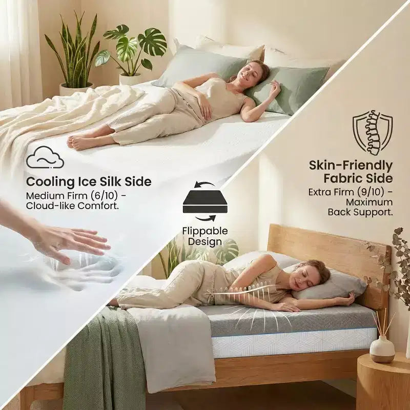 Materasso Green in Memory Foam a Doppia Faccia, Rigido e Morbido, per 1–2 Persone