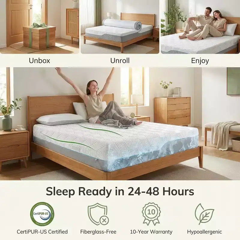 Materasso Green in Memory Foam a Doppia Faccia, Rigido e Morbido, per 1–2 Persone