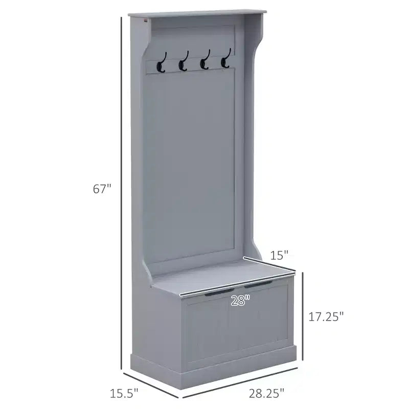 Mobile da Ingresso Nero / Grigio / Bianco con Appendiabiti e Panca Contenitore, per Singola Persona