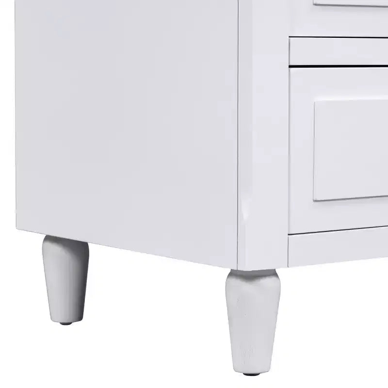 Comodino a 3 cassetti nero/marrone/bianco con maniglie in metallo – Assemblaggio da 1 persona