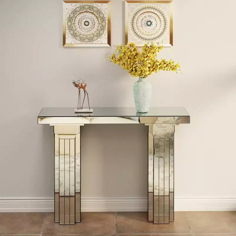 43 Mirrored Console Table, Entryway Table & Behind the Couch Table, Modern Rectangular Sofa Table for Living Room or Hallway-Panipeachy