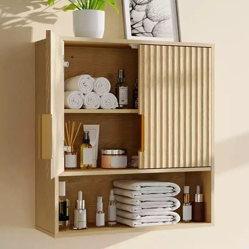 Wall Mounted Bathroom Storage Cabinet, 2-Tier over the Toilet Organizer, Waterproof Wooden Cabinet for Bathroom, Kitchen, Living Room