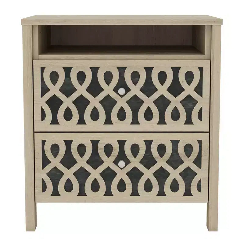Comodino moderno a 2 cassetti con ripiano aperto, set da 2, vari colori