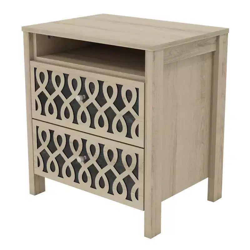 Comodino moderno a 2 cassetti con ripiano aperto, set da 2, vari colori